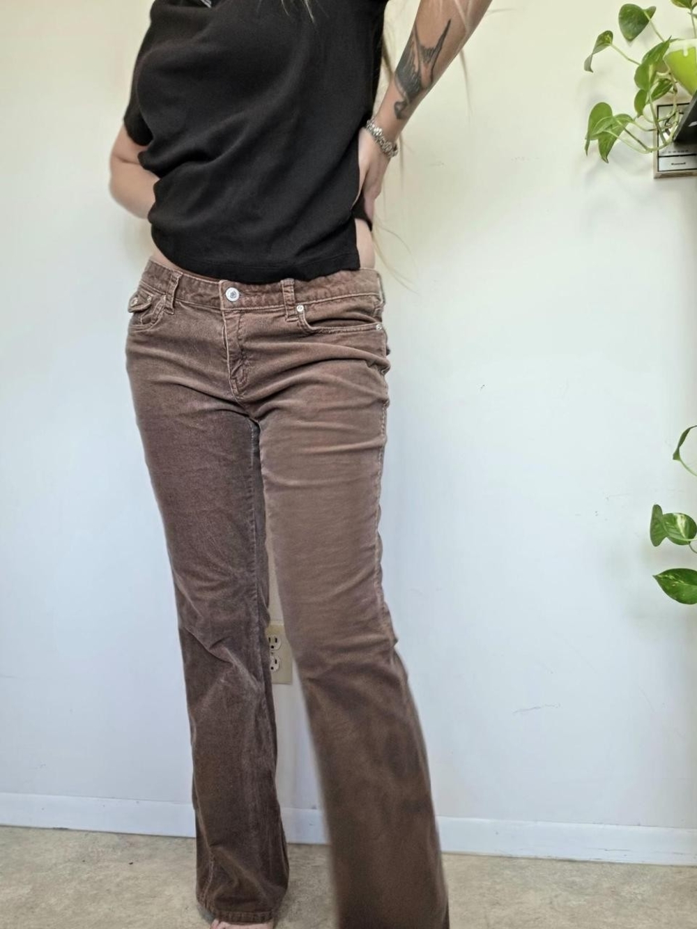 Vintage Brown Corduroy Flared Pants Size 9